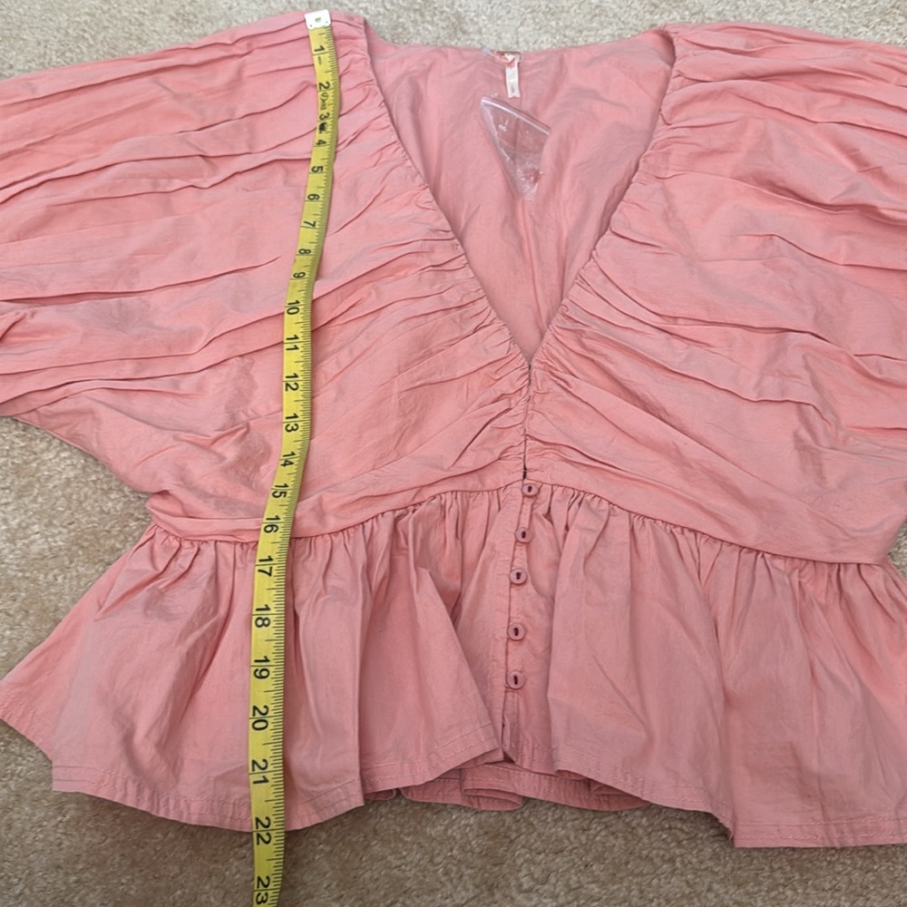 NWOT Free People Where We Meet Smocked Blouse Top Size L. NWOT - Picture 8 of 10